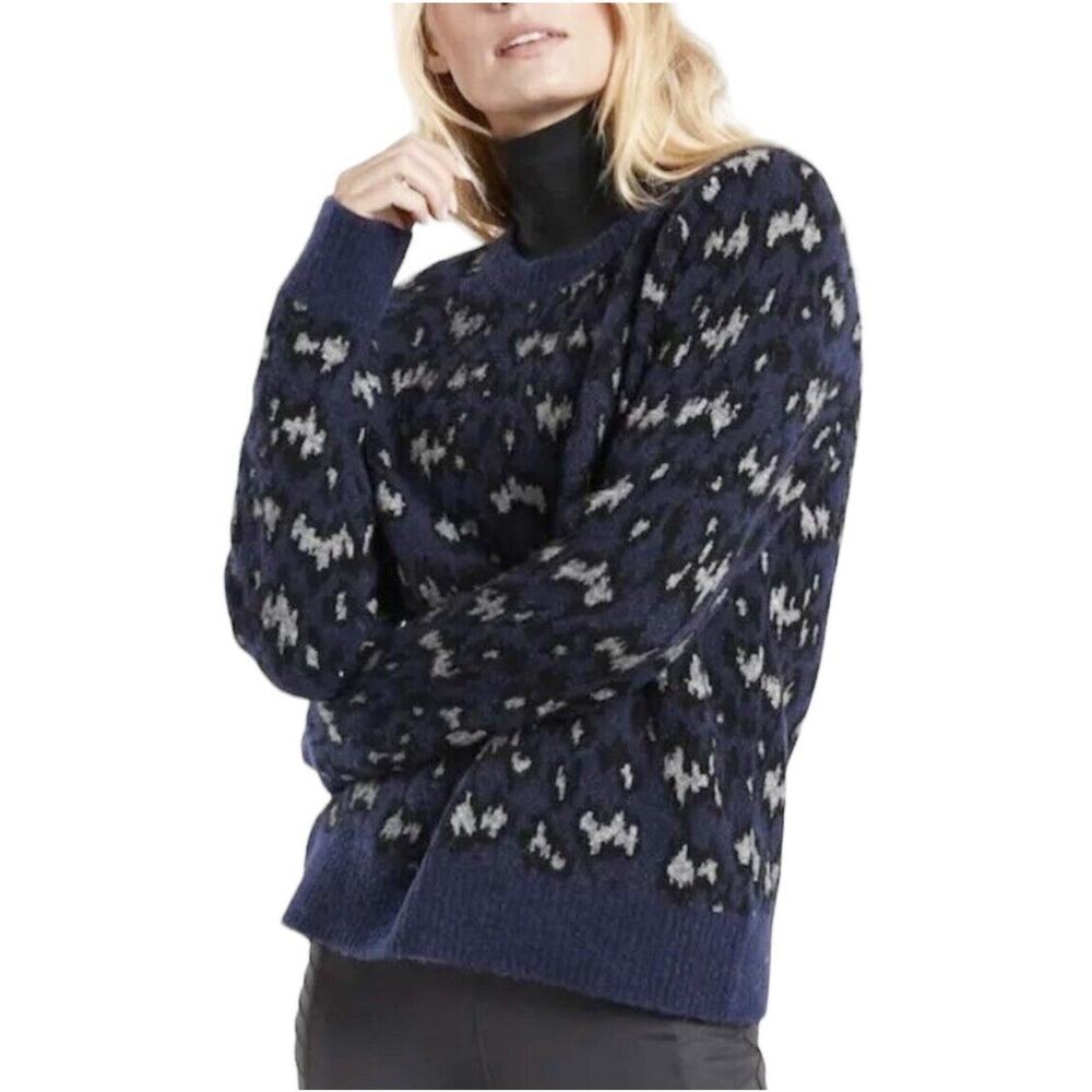 Athleta‎ Hawthorn Sweater Size M Womens Sahara Navy and Black Fall 21 Crew Neck